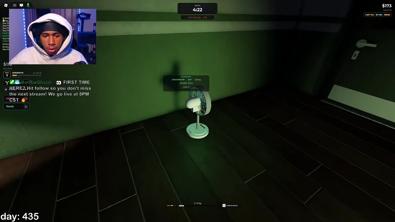 A desk fan marked rare being inspected in Steal Or Die, one of the confirmed rarity-tagged items