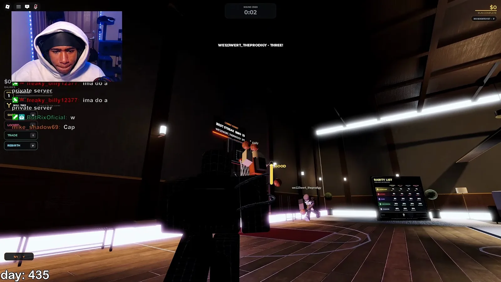 The Steal Or Die lobby basketball court where players warm up and play 1v1s between heists